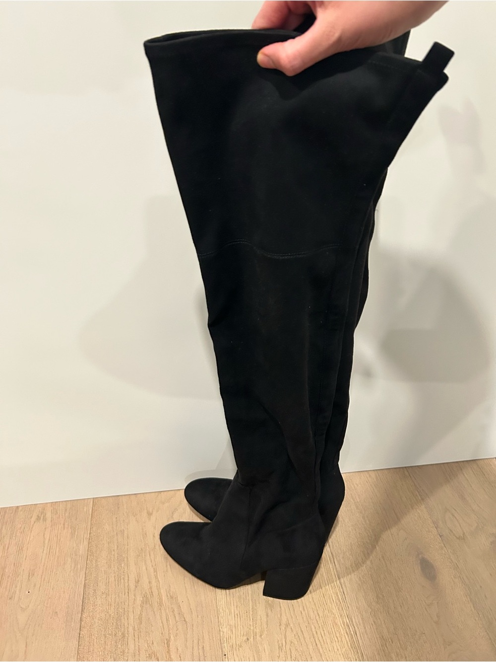 Kendall & Kylie Black Suede Over-the-Knee Block Heel Boots
